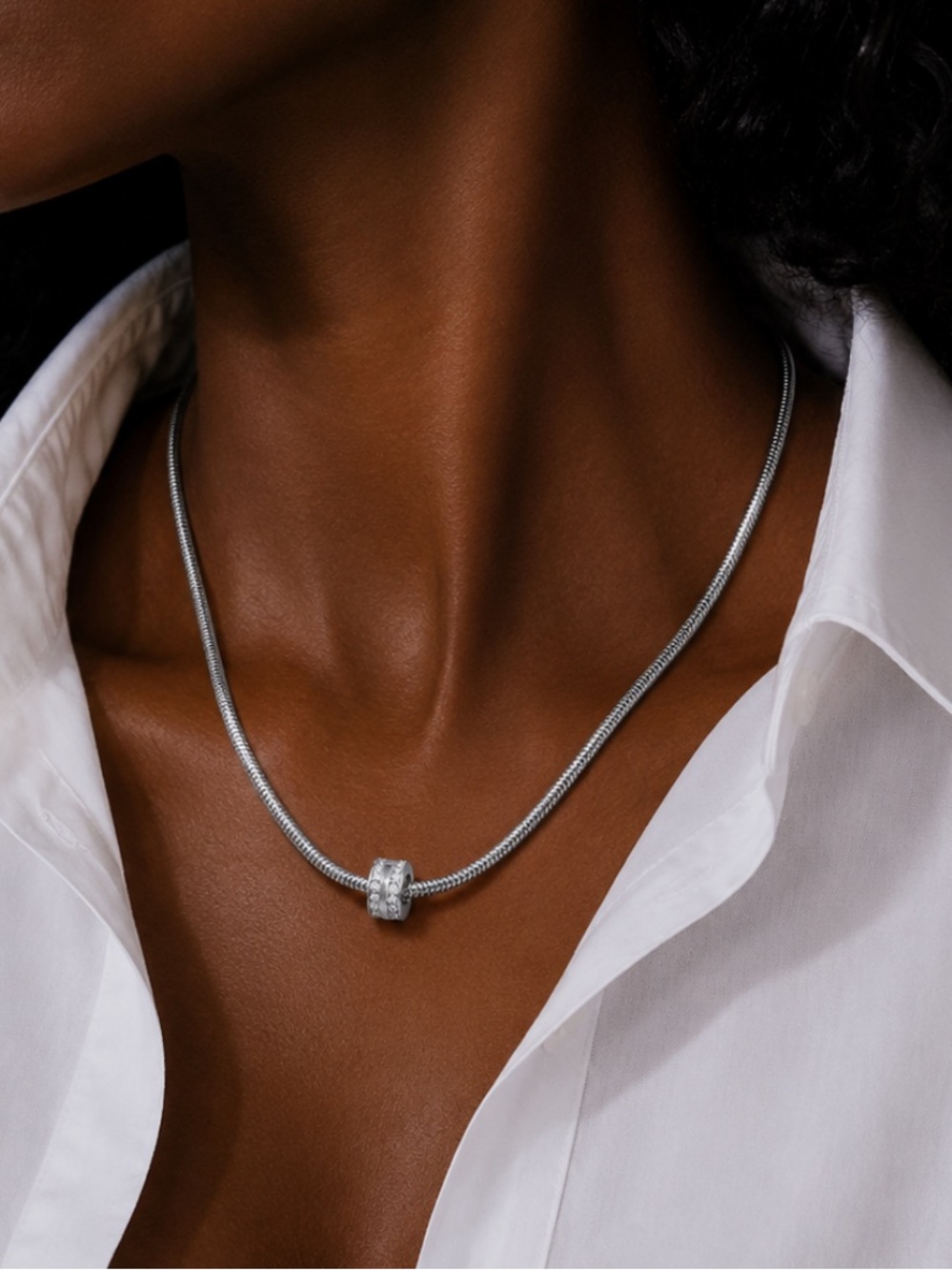 New! Anthropologie Silver Plated Crystal Charm Necklace (2019) NWT